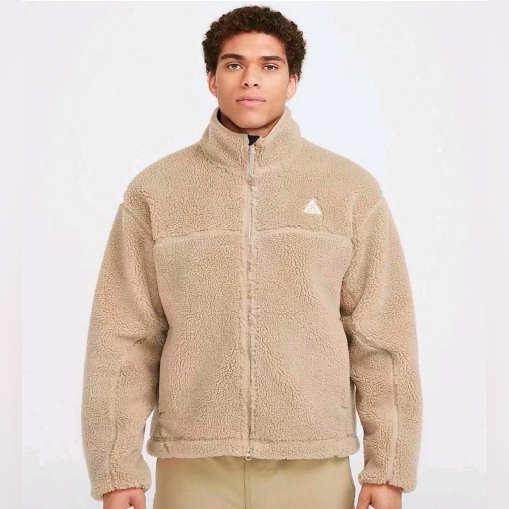 Nike ACG Canwell Glacier Therma-FIT ADV Sherpa Jacket Beige Mens XL FV8653-247 - Picture 12 of 12